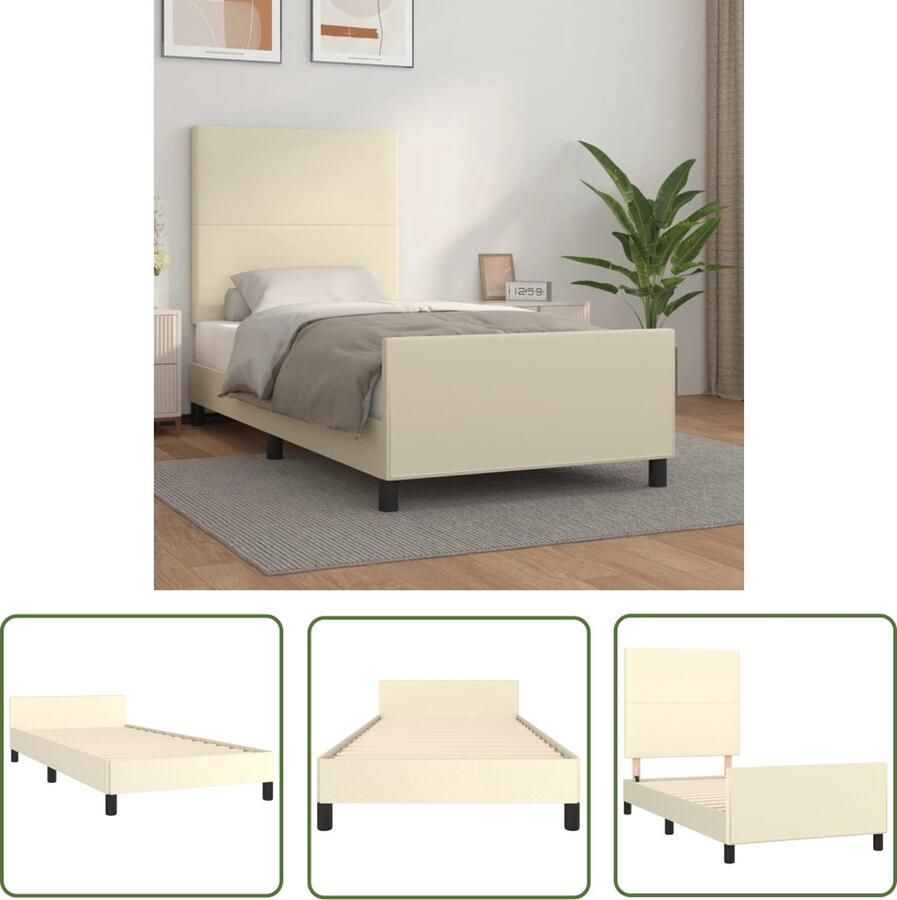 The Living Store Bedframe Bedframes Crème 203 x 103 x 118 128 cm Verstelbaar hoofdeinde Multiplex lattenbodem