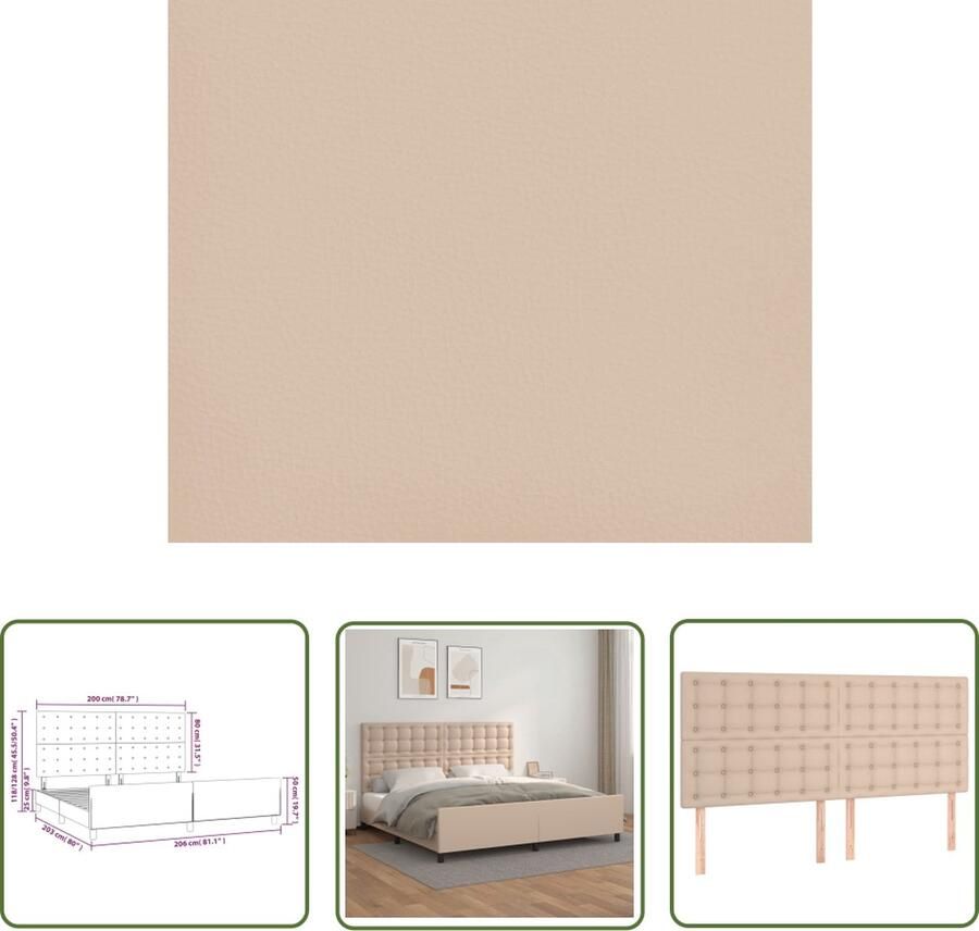 The Living Store Bedframe Cappuccino Kunstleer Verstelbaar hoofdeinde Stabiele poten Multiplex lattenbodem Comfortabele ondersteuning 203 x 206 x 118 128 cm Geschikt voor 200 x 200 cm matras