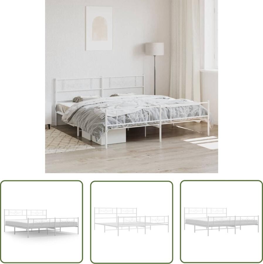 The Living Store Bedframe Classic Logeerbed met opbergruimte Robuuste metalen constructie Wit 207 x 187 x 90 cm