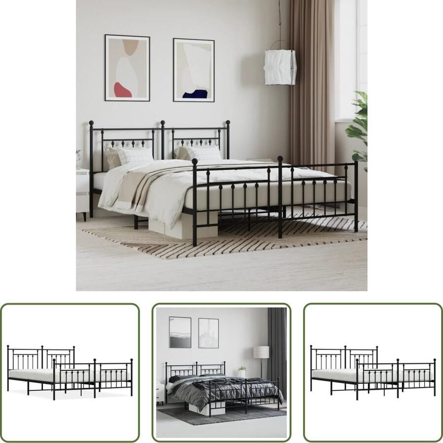 VidaXL The Living Store Bedframe Classic Metaal 207 x 166 x 97 cm Robuust Zwart