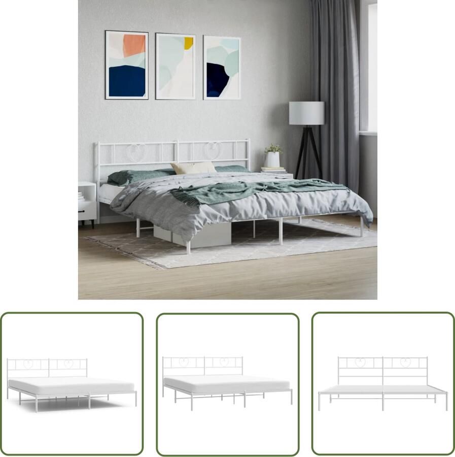 The Living Store Bedframe Classic Metaal Wit 207 x 187 x 90 cm Robuuste constructie