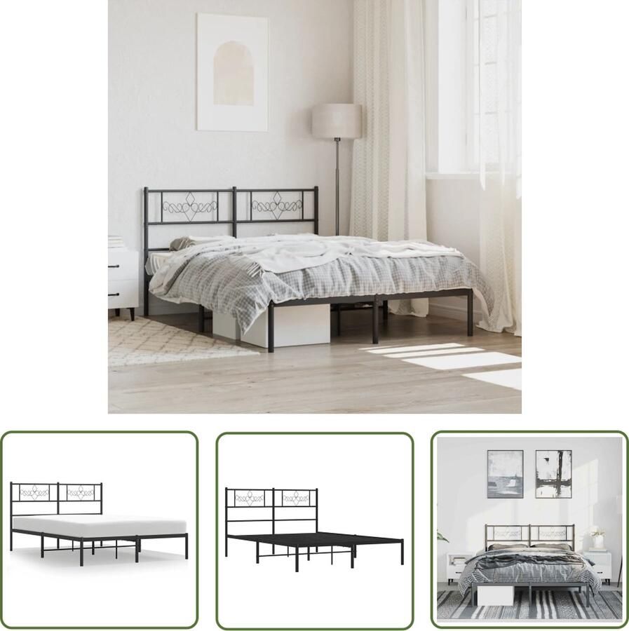 The Living Store Bedframe Classic s Logeerbed met Extra Opbergruimte 196 x 142 x 90 cm Robuuste Metalen Constructie Robuust Bed Frame Metalen Bedframe Boxspring Bed Slaapcomfort Hoofdbord