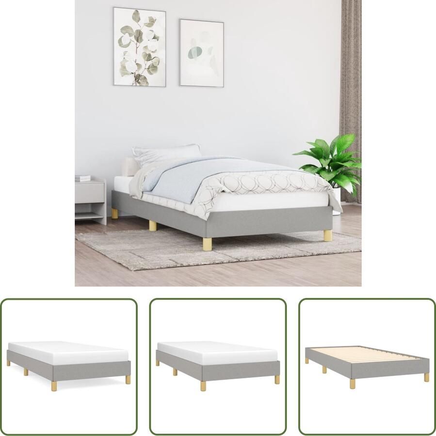 The Living Store Bedframe stof lichtgrijs 100x200 cm Bedframe Bedframes Slaapmeubel Bedbodem Ledikant Eenpersoonsbed Slaapmeubels Slaapmeubelen Slaapmeubilair Bedbodems Ledikanten - Foto 2