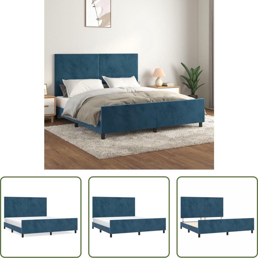 The Living Store Bedframe zonder matras 160x200 cm fluweel donkerblauw Fluweel Bed Frame Donkere Kleur Bed Tweepersoons Bed Boxspring Bed Verstelbaar Hoofdeinde