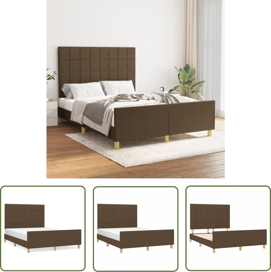The Living Store Bedframe donkerbruin 193 x 146 x 118 128 cm verstelbaar hoofdeinde ondersteunende poten multiplex lattenbodem comfortabele ondersteuning matras niet inbegrepen - Foto 2