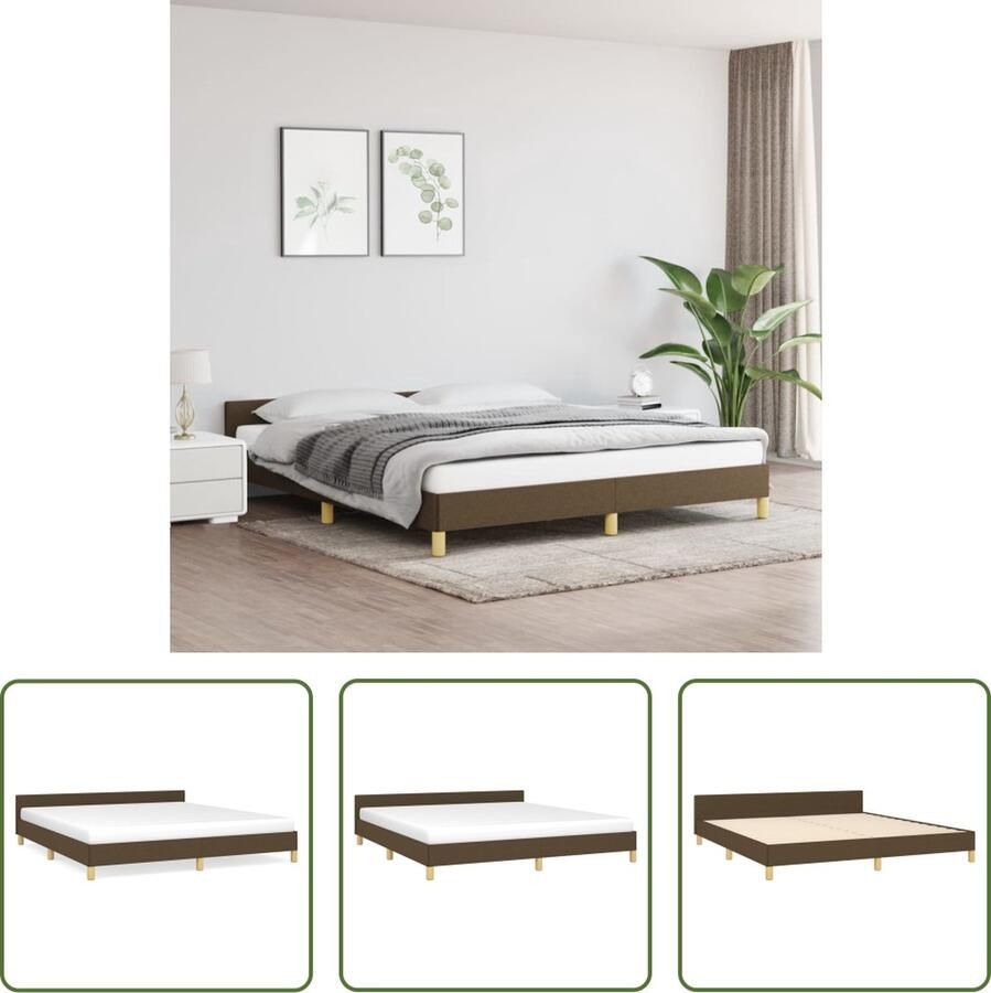 The Living Store Bedframe met hoofdeinde stof donkerbruin 160x200 cm Bedframe Met Hoofdeinde Bedframes Met Hoofdeindes Bed Slaapmeubel Ledikant Bedbodem Tweepersoonsbed Bedden Slaapmeubels Slaapmeubelen Slaapmeubilair