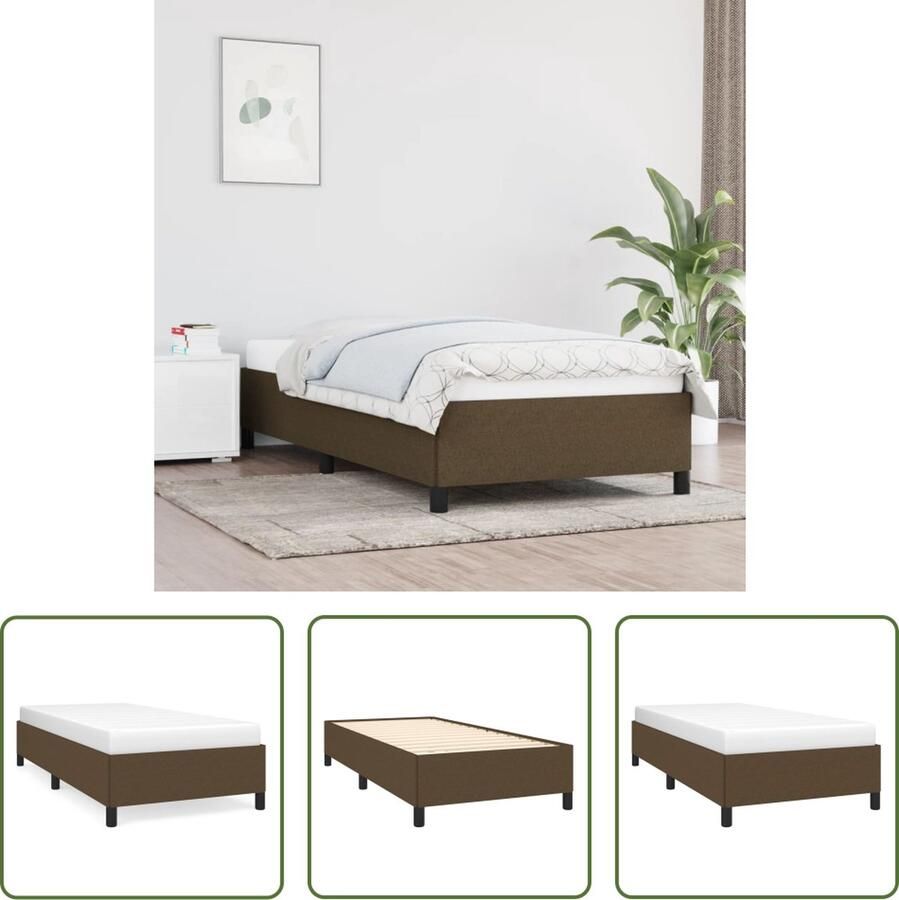 The Living Store Bedframe Donkerbruin 203x103x35 cm Ademend en Duurzaam Stabiele Poten Multiplex Lattenbodem Geschikt voor 100x200 cm Matras Bed Frame Tweepersoons Bed Donkere Houten Meubels Stoffen Bedframe Slaapkamersdecoratie