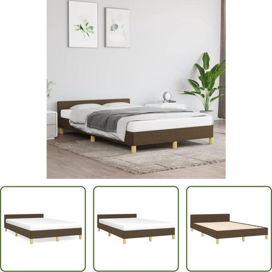 The Living Store Bedframe met hoofdeinde stof donkerbruin 120x200 cm Bedframe Met Hoofdeinde Bedframes Met Hoofdeindes Bed Slaapmeubel Ledikant Bedbodem Tweepersoonsbed Bedden Slaapmeubels Slaapmeubelen Slaapmeubilair