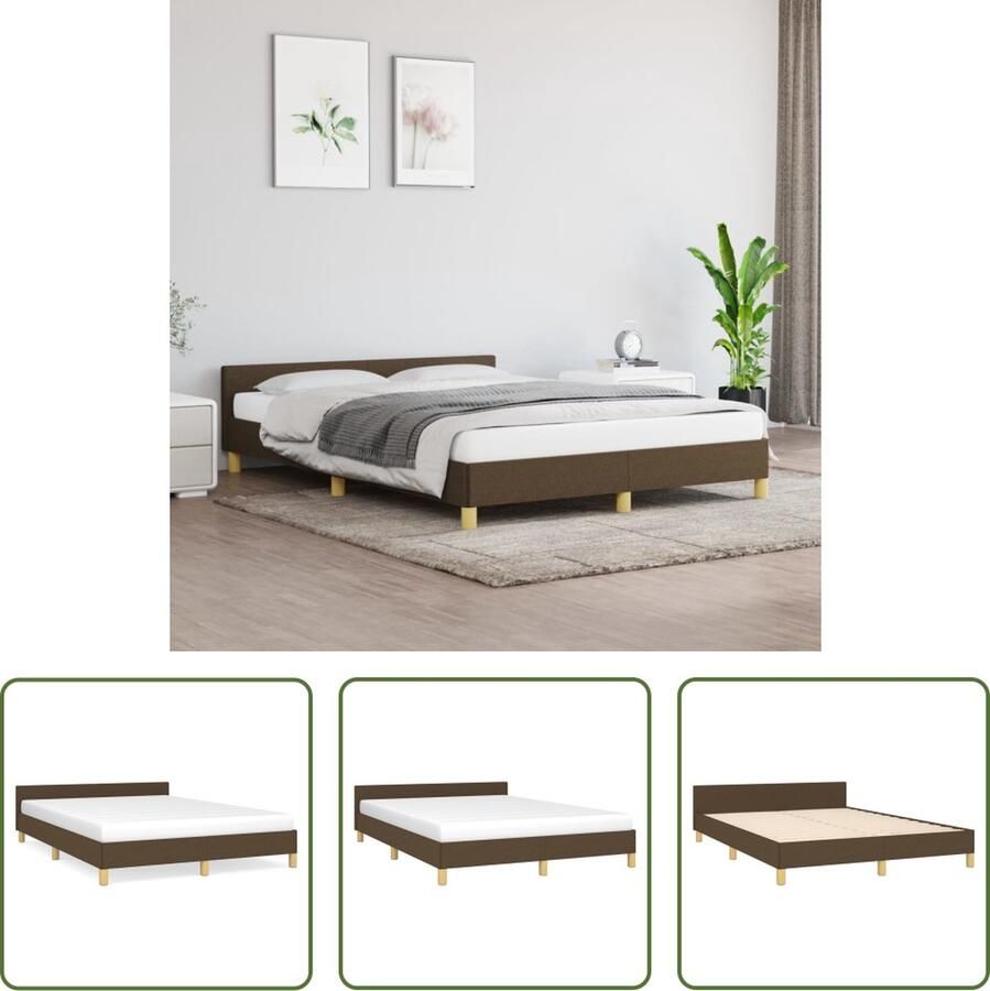 The Living Store Bedframe Donkerbruin Multiplex 203 x 143 x 50 cm Ademend en Duurzaam Donkerbruin Bedframe Houten Bedframe Met Hoofdeinde Tweepersoons Bedframe Boxspring Bedframe