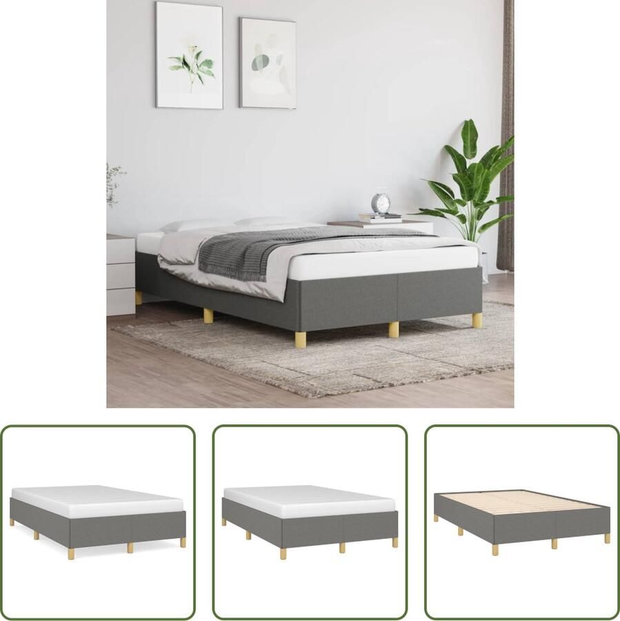 The Living Store Bedframe stof donkergrijs 120x200 cm Bedframe Bed Slaapmeubel Ledikant Bedbodem Tweepersoonsbed Bedden Slaapmeubels Slaapmeubelen Ledikanten