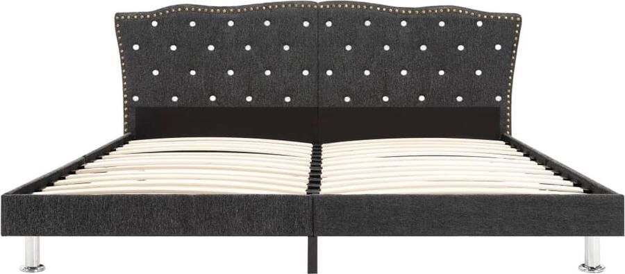 The Living Store Bedframe Donkergrijs 208 x 178 x 89 cm geschikt voor 160 x 200 cm matras Stof Hout Staal