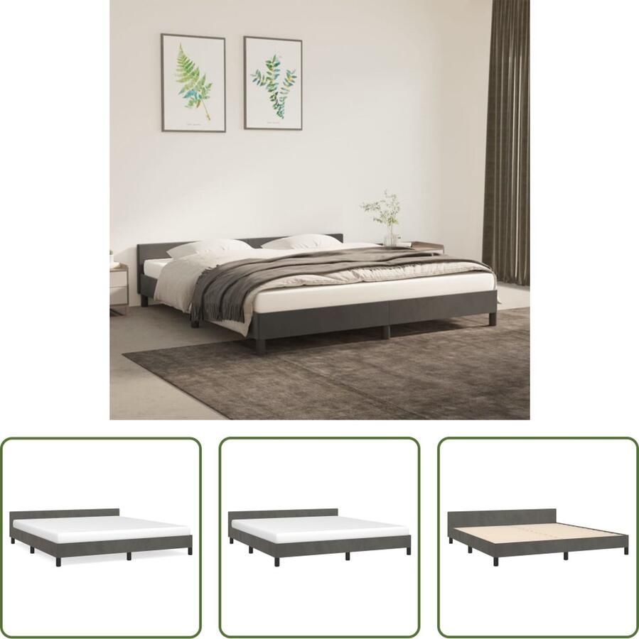 The Living Store Bedframe zonder matras 160x200 cm fluweel donkergrijs Donker Grijs Bed Frame Fluweel Bed Frame Tweepersoons Bed Frame Boxspring Bed Frame King Size Bed Frame
