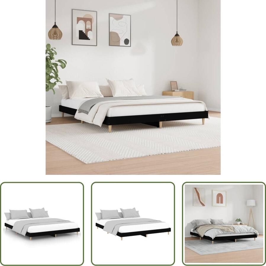 The Living Store Bedframe Duurzaam 203 x 163 x 20 cm Kleur- Zwart