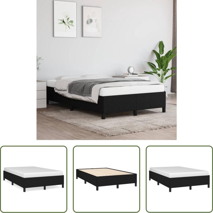 The Living Store Bedframe stof zwart 120x200 cm Bedframe Bed Slaapmeubel Ledikant Bedbodem Tweepersoonsbed Bedden Slaapmeubels Slaapmeubelen Ledikanten