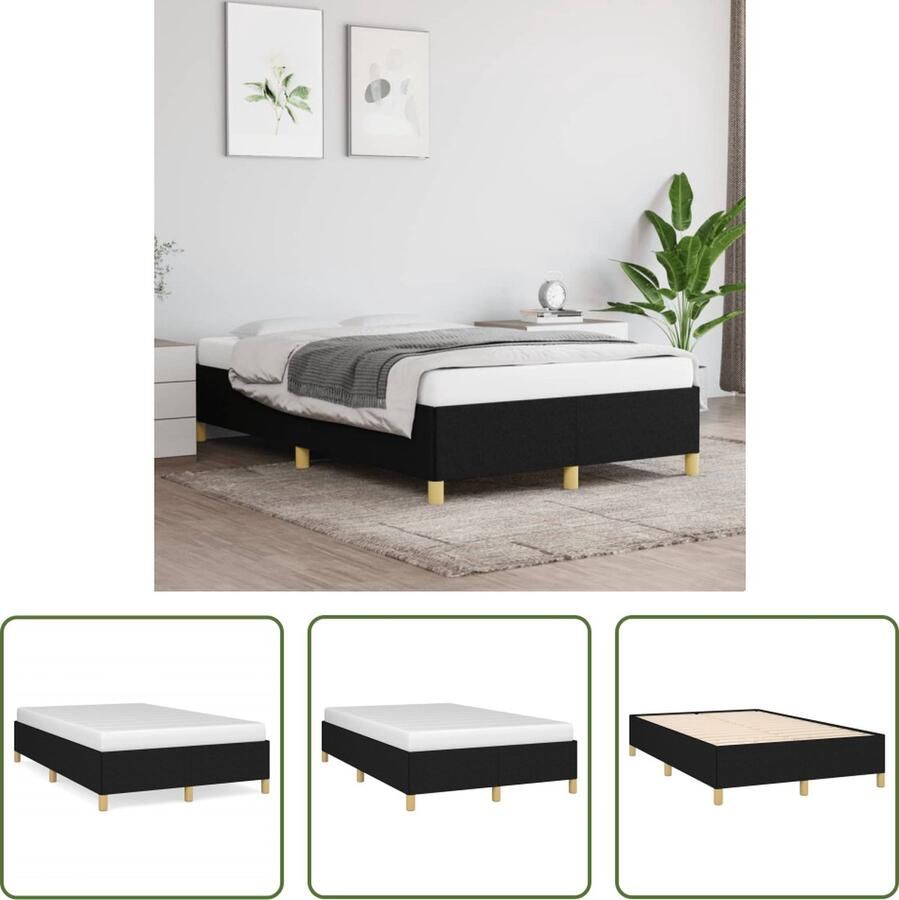 The Living Store Bedframe stof zwart 120x200 cm Bedframe Bed Slaapmeubel Ledikant Bedbodem Tweepersoonsbed Bedden Slaapmeubels Slaapmeubelen Ledikanten