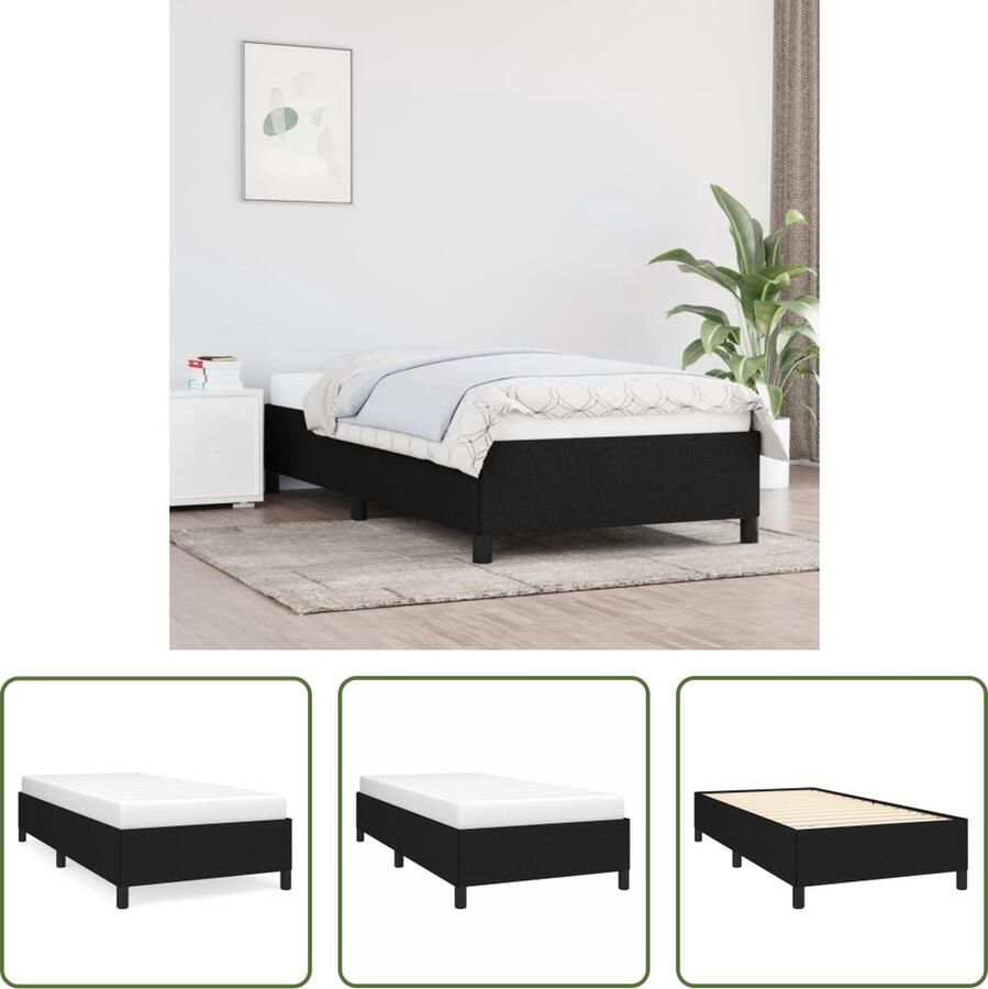 The Living Store Bedframe Duurzaam Bedframes Afmeting- 203 x 103 x 35 cm Kleur- Zwart Materiaal- Stof en Multiplex Slaapkamer Meubels Bed Frame Tweepersoons Bed Zwarte Bedframe Stoffen Bedframe