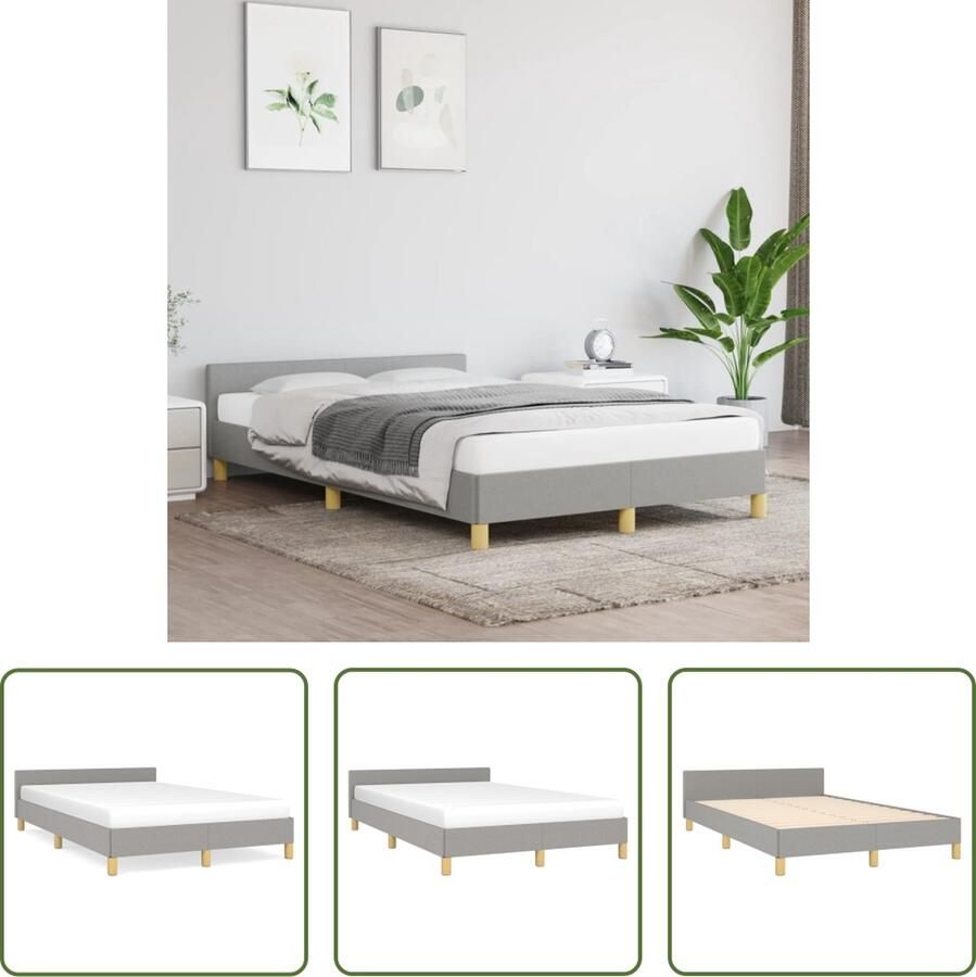The Living Store Bedframe met hoofdeinde stof lichtgrijs 120x200 cm Bedframe Met Hoofdeinde Bedframes Met Hoofdeindes Bed Slaapmeubel Ledikant Bedbodem Tweepersoonsbed Bedden Slaapmeubels Slaapmeubelen Slaapmeubilair