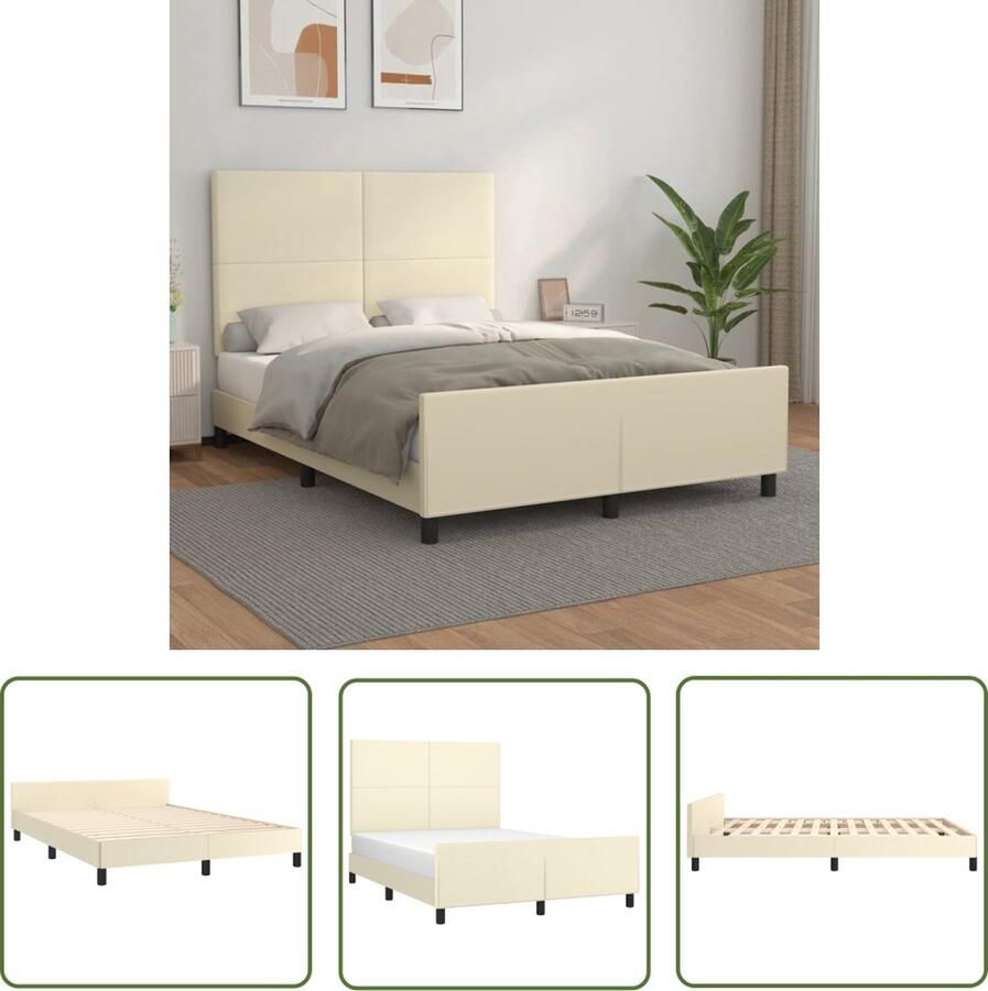 The Living Store Bedframe Duurzaam kunstleer 203 x 146 x 118 128 cm Verstelbare hoogte Multiplex lattenbodem Comfortabele ondersteuning