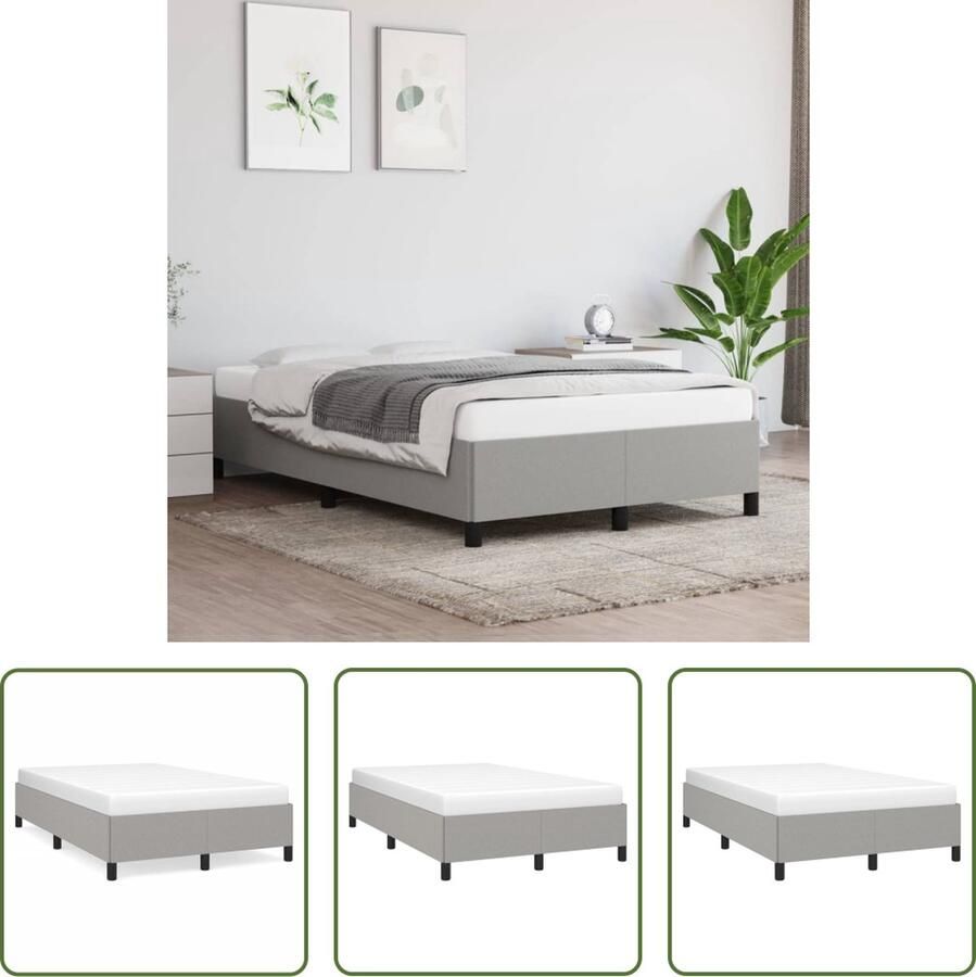The Living Store Bedframe Duurzaam Slaapkamer Afmeting- 203 x 123 x 35 cm Lichtgrijs Slaapkamer Meubels Bed Frame Houten Bed Frame Stoffen Bed Frame Tweepersoons Bed