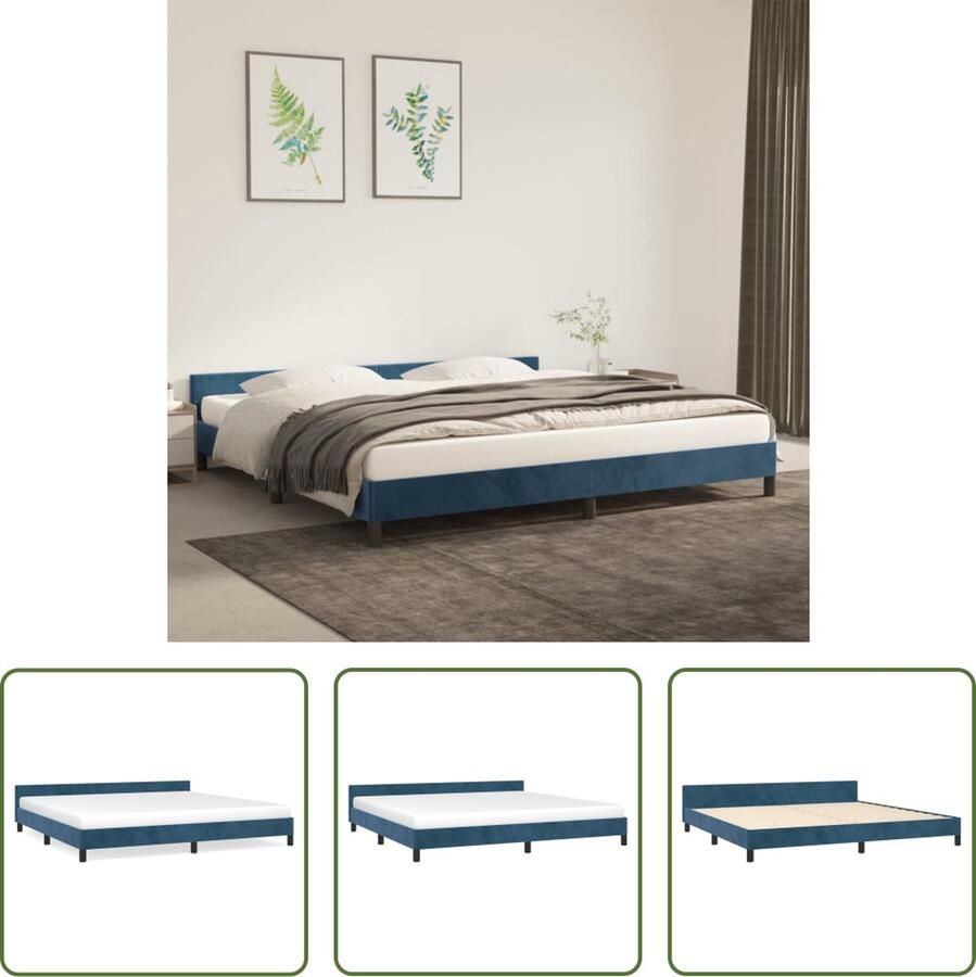 The Living Store Bedframe Fluweel Donkerblauw 203 x 206 x 50 cm Geschikt voor 200 x 200 cm Matras Stabiele poten Multiplex lattenbodem Fluweel Bed Frame Tweepersoons Bed Donkere Blauwe Bedbank Slaapcomfort Luxe Bed