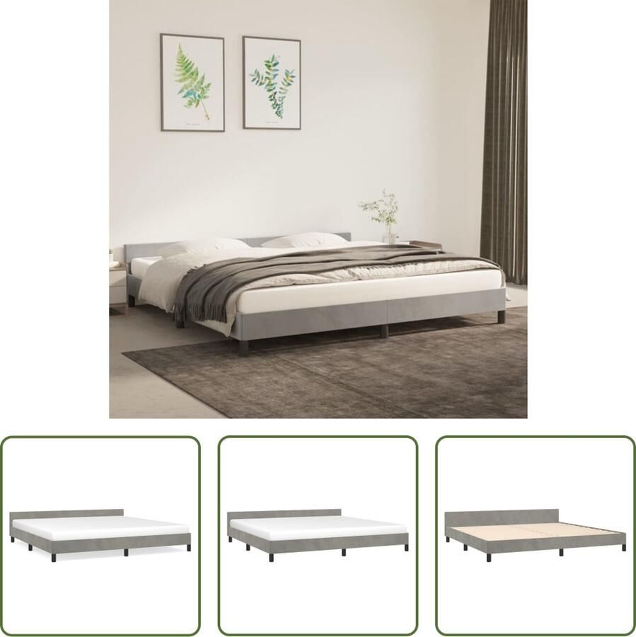 The Living Store Bedframe Fluweel Lichtgrijs 203x206x50 cm (LxBxH) Geschikt voor matras 200x200 cm Stevig en comfortabel Inclusief montagehandleiding