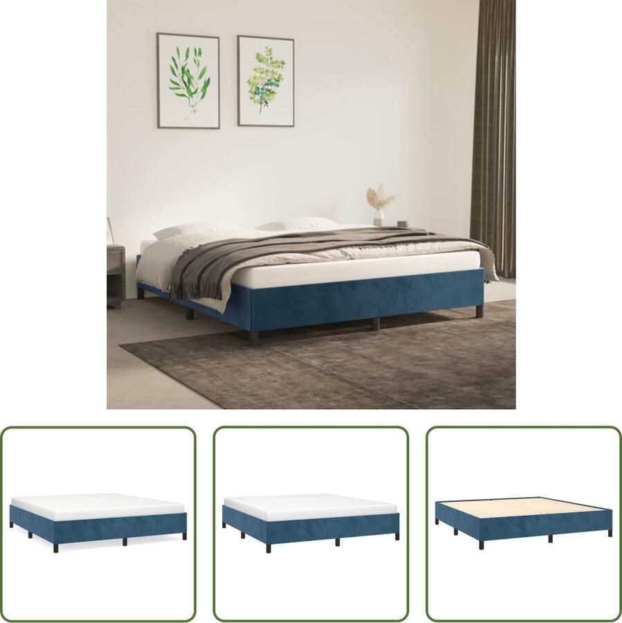 VidaXL Velvet Bed Frame Donkerblauw Bed Frame Bedframe zonder matras 160x200 cm fluweel donkerblauw Tweepersoons Bed Frame Boxspring Frame Bedstelling