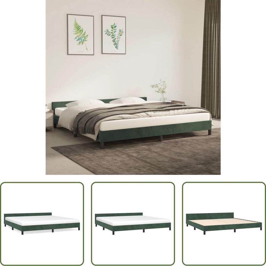 The Living Store Bedframe Fluwelen Stof Opvallend Zacht Stabiele Poten Multiplex Lattenbodem Donkergroen 203x206x50 cm Geschikt voor 200x200 cm Matras Fluwelen Bed Donkere Groene Bed Tweepersoons Bed Boxspring Bed Stapelbare Bed