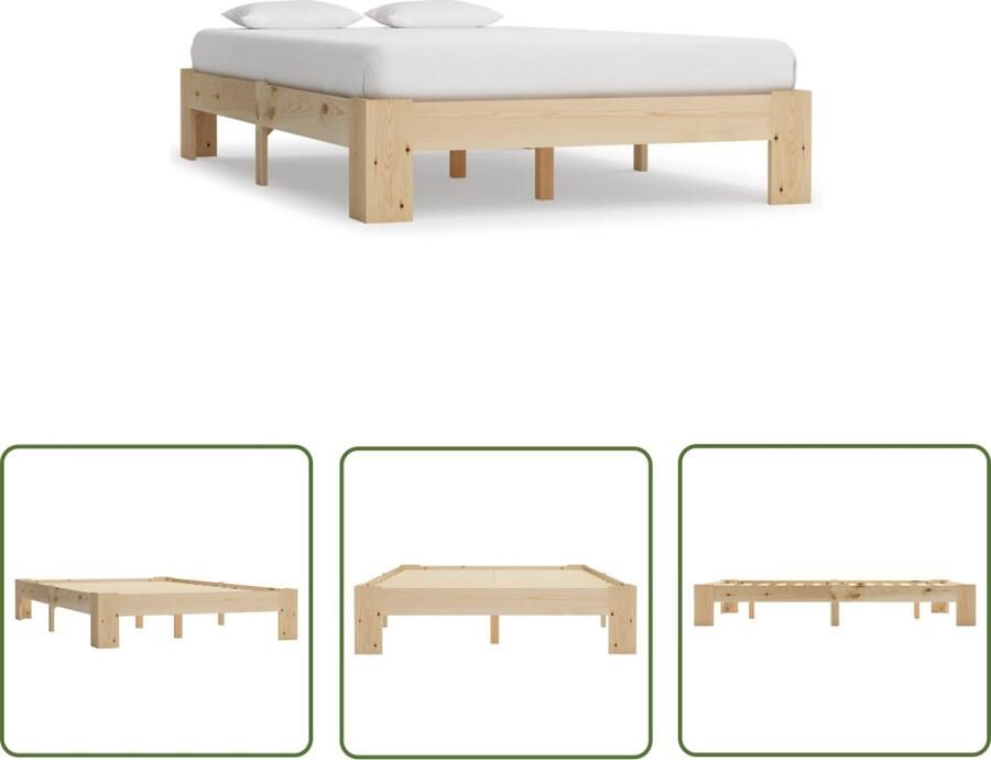 The Living Store Bedframe Grenenhout 120 x 200 cm Modern en duurzaam Naturel kleur
