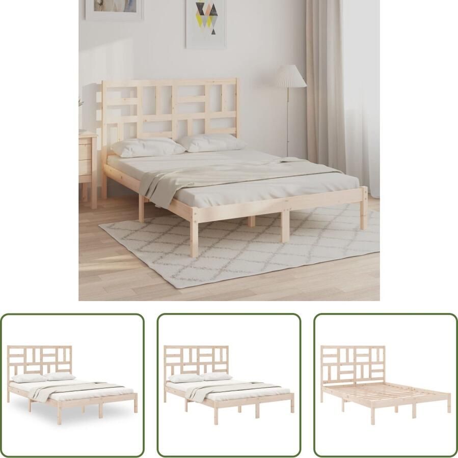 The Living Store Bedframe massief hout 120x200 cm Bedframe Bedframes Bed Bedbodem Ledikant Bed Frame Massief Houten Bedframe Slaapmeubel Tweepersoonsbed Bedden Bedbodems - Foto 4