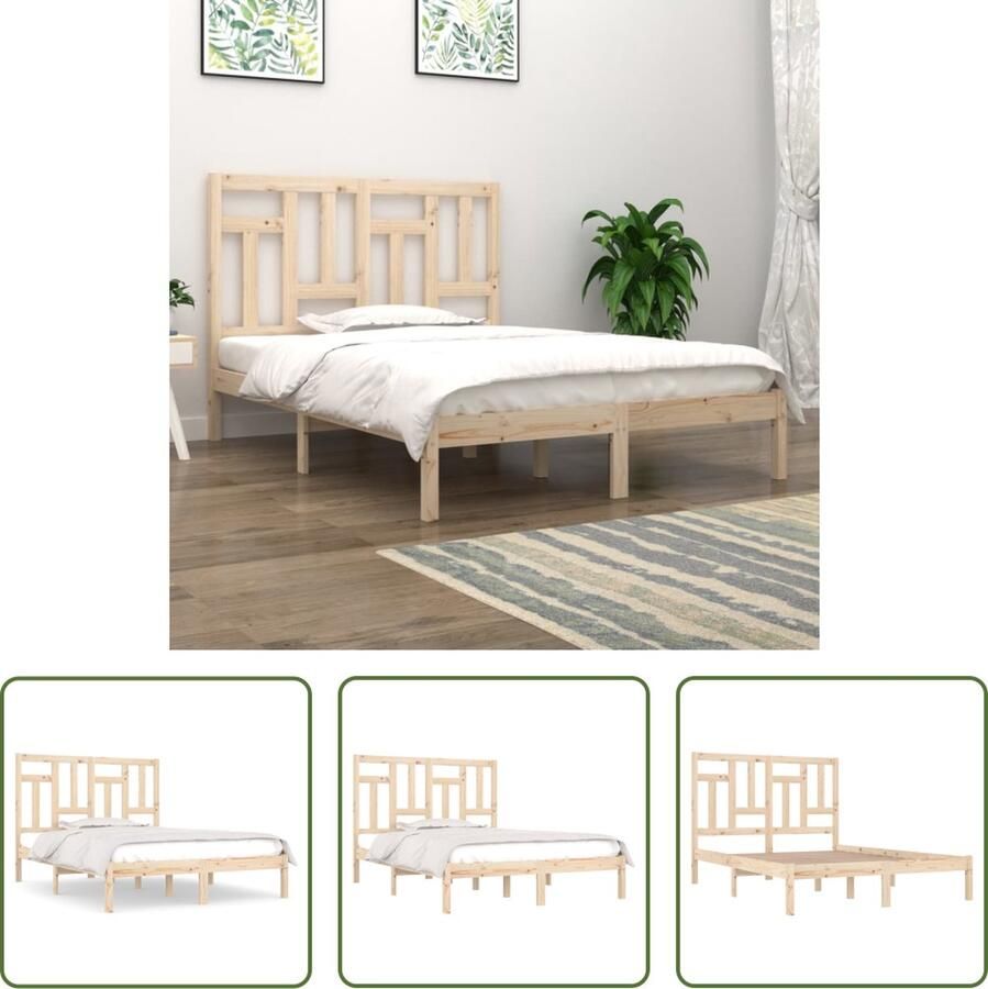 The Living Store Bedframe Grenenhout 125.5 x 205.5 x 31 cm Rustieke uitstraling Houten Bedframe Massief Grenenhout Bedframe 120x200 Modern Bedframe Rustic Bedframe
