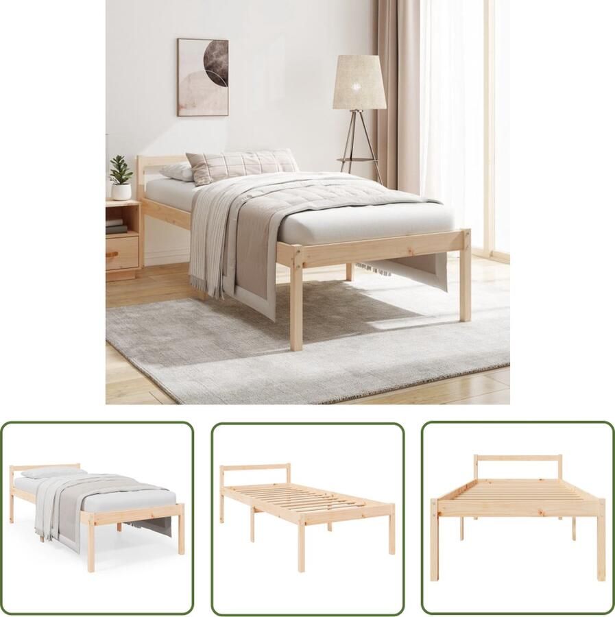 The Living Store Bedframe massief hout 75x190 cm 2FT6 small single Bedframe Bedframes Bed Bedbodem Ledikant Bed Frame Massief Houten Bedframe Slaapmeubel Eenpersoonsbed Bedden Bedbodems - Foto 2