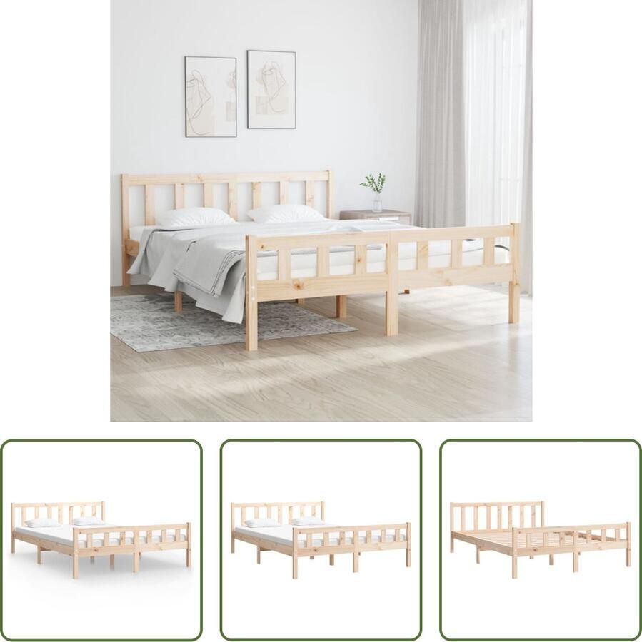 The Living Store Bedframe massief hout 120x200 cm Bedframe Bedframes Tweepersoonsbed Bed Bedombouw Dubbel Bed Frame Bed Frame Ledikant Houten Bedframe Tweepersoonsbedden - Foto 2