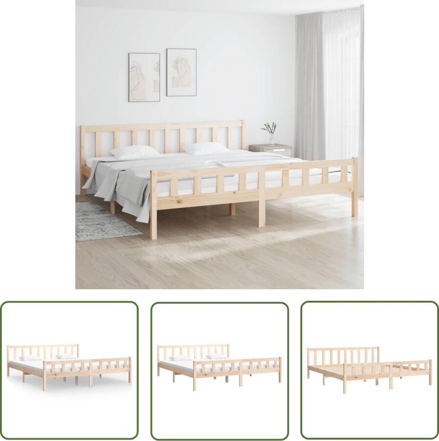 The Living Store Bedframe Grenenhout 205.5 x 185.5 x 69.5 cm 180 x 200 cm (6FT Super King) Montage vereist Massief Hout Bed Frame Grenenhout Bed Super King Bed Boxspring Bed Tweepersoons Bed - Foto 3