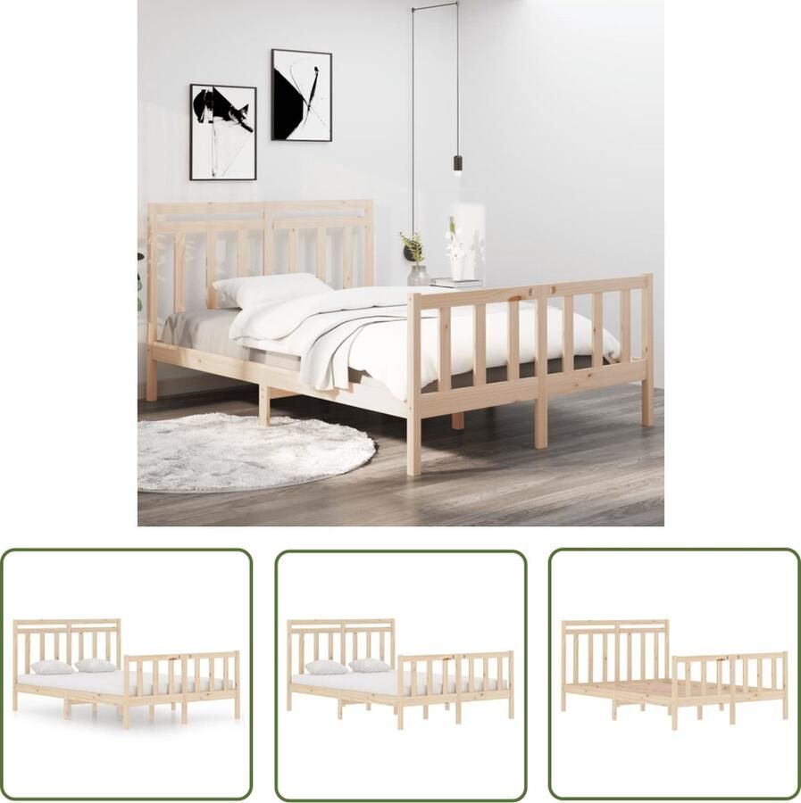 The Living Store Bedframe massief hout zwart 120x190 cm 4FT Small Double Bedframe Bedframes Tweepersoonsbed Bed Bedombouw Dubbel Bed Frame Bed Frame Ledikant Houten Bedframe Tweepersoonsbedden - Foto 4