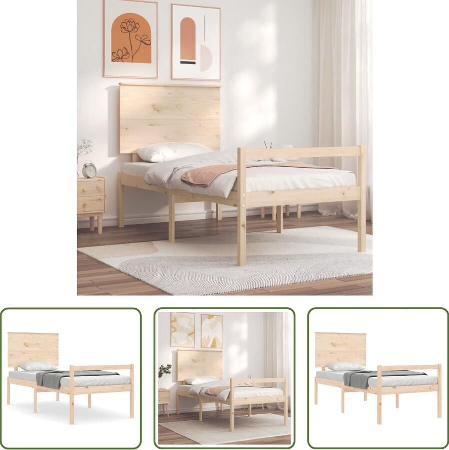The Living Store Bedframe Grenenhouten Bedframe 195.5 x 95.5 x 82.5 cm Multiplex lattenbodem