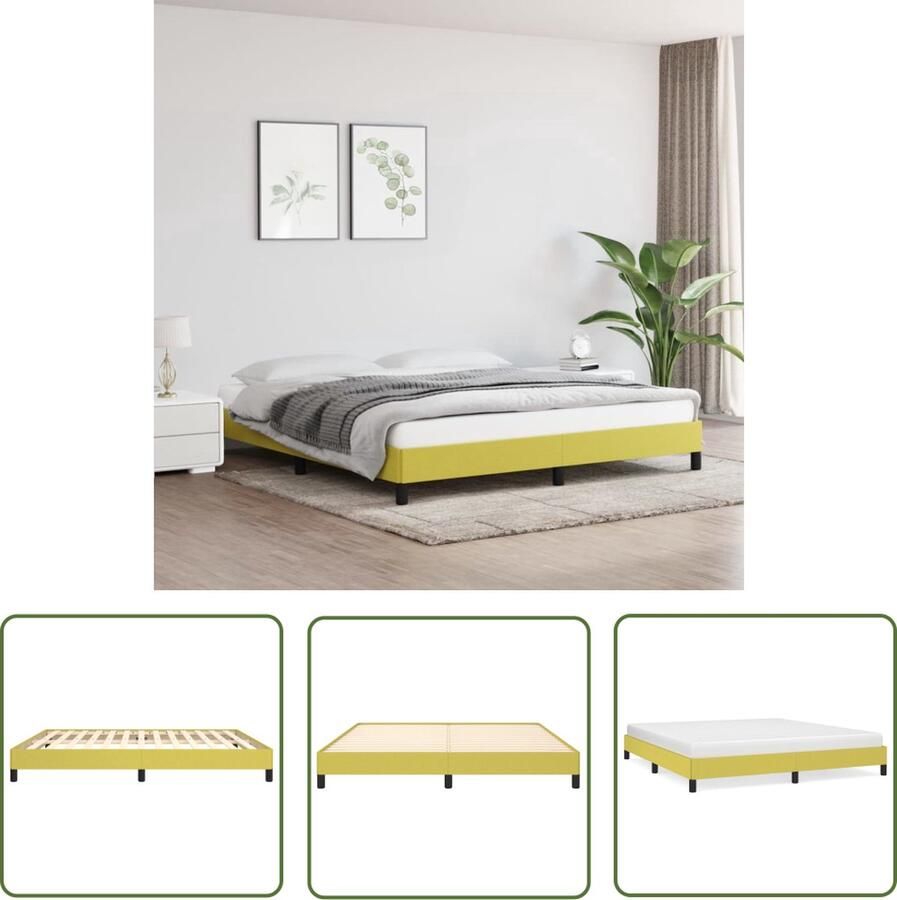 The Living Store Bedframe stof groen 160x200 cm Bedframe Bed Slaapmeubel Ledikant Bedbodem Tweepersoonsbed Bedden Slaapmeubels Slaapmeubelen Ledikanten
