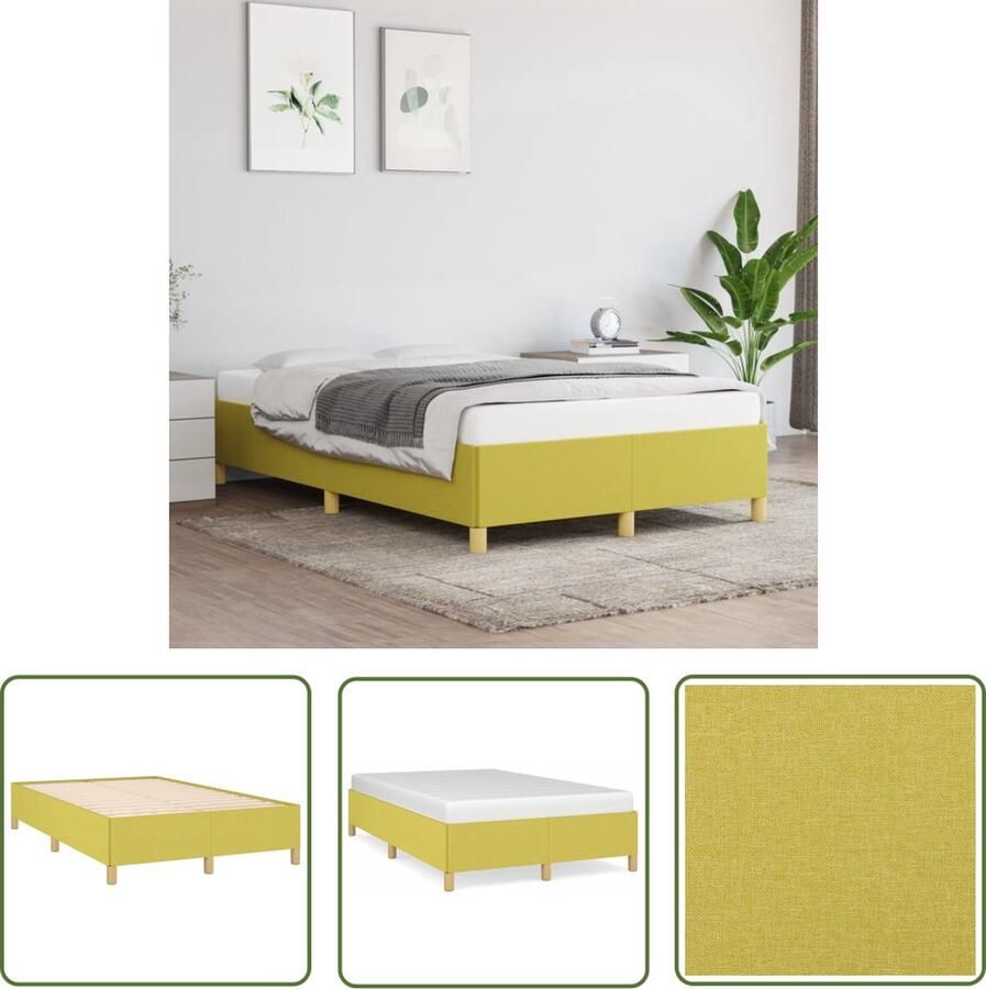 The Living Store Bedframe Groen Multiplex 203 x 123 x 35 cm Geschikte matras- 120 x 200 cm Bedframe Groene Bedstelling Tweepersoons Bed Boxspring Alternatief Stoffen Bedframe