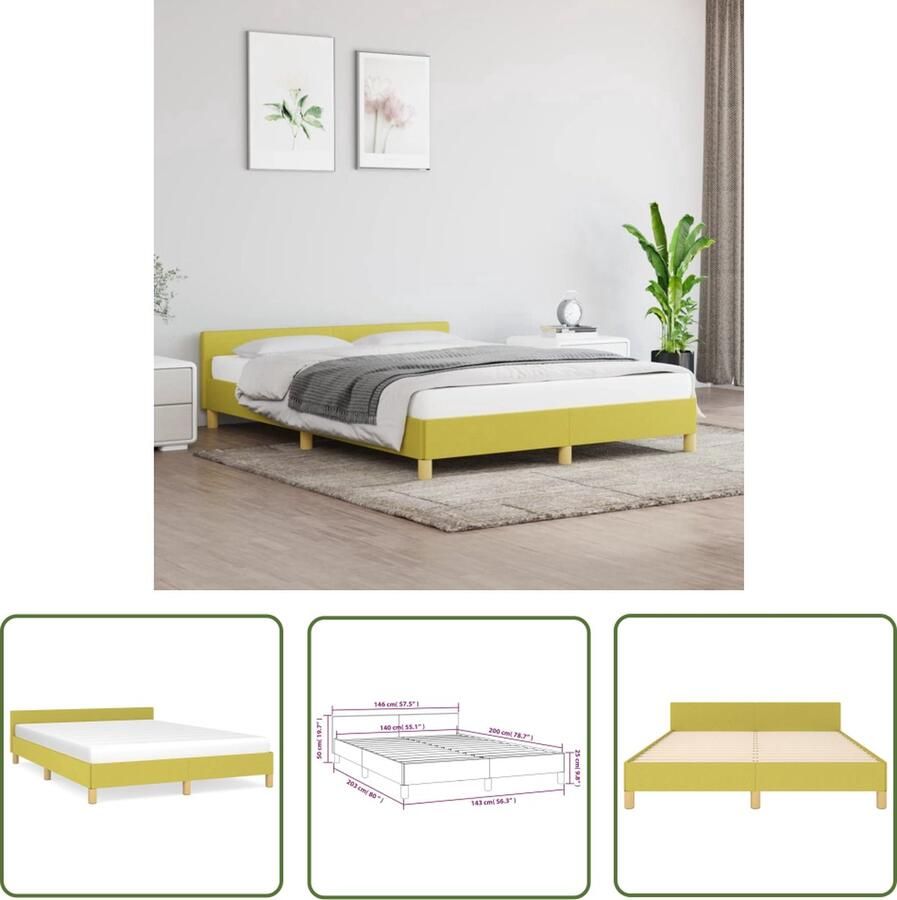 The Living Store Bedframe Groen Multiplex lattenbodem 203 x 143 x 50 cm Duurzaam materiaal Bedframe Houten Bed Groene Bed Tweepersoons Bed Boxspring Bed