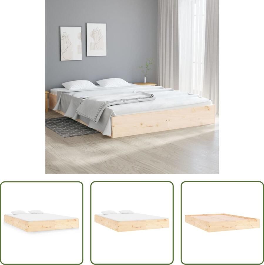 The Living Store Bedframe Houten Grenenhout 140 x 200 cm Stabiel en Decoratief Houten Bedframe Grenenhout Bedframe Tweepersoons Bed Massief Hout Bed Stabiele Bedframe