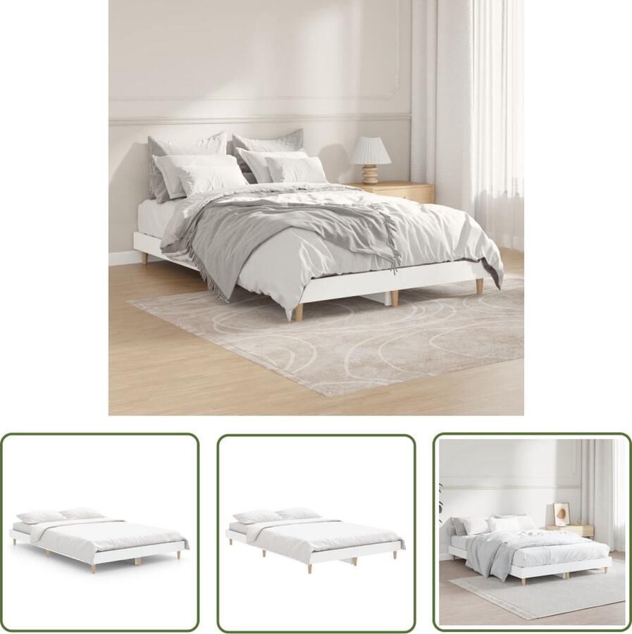 The Living Store Bedframe Houten Wit 193 x 123 x 20 cm Multiplex lattenbodem