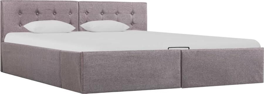 The Living Store Bedframe Hydraulisch Stoffen Opbergvak Taupe 211x168x73cm Hydraulisch Bed Stof Bed Opbergbed Taupec Bed Boxspring Bed - Foto 3