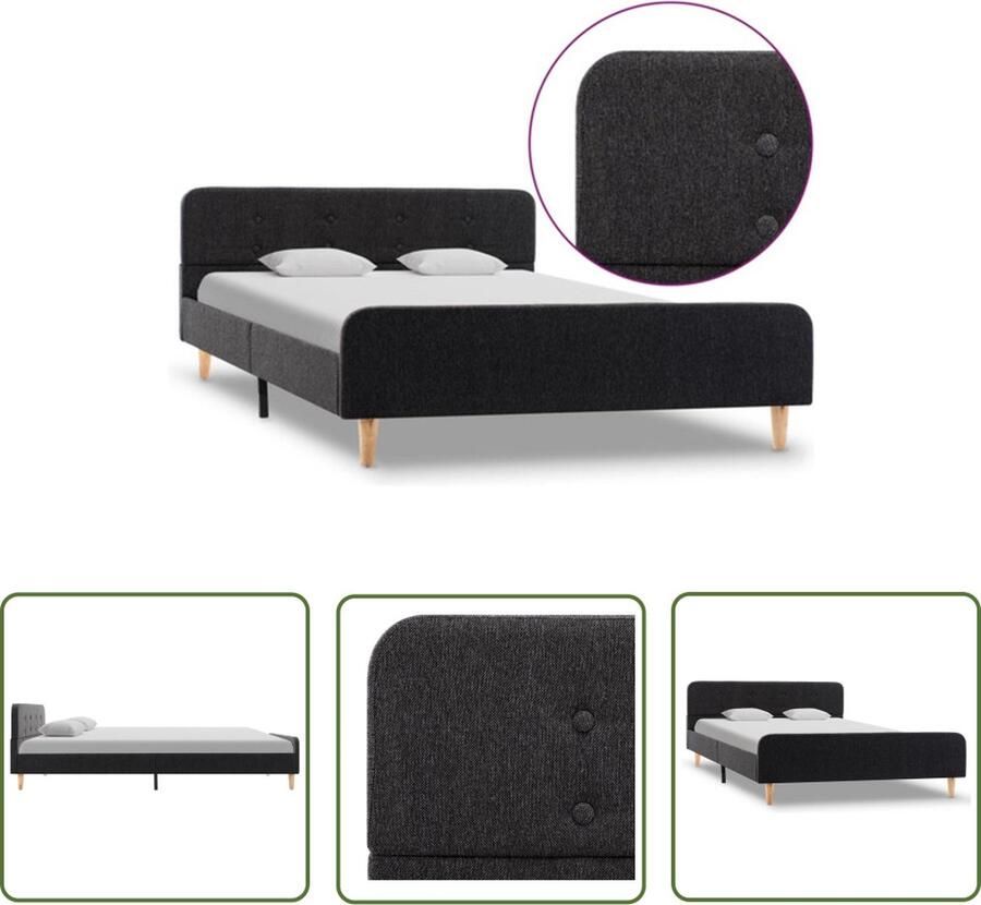 The Living Store Bedframe Klassiek Donkergrijs 120x200cm Hout MDF Jute