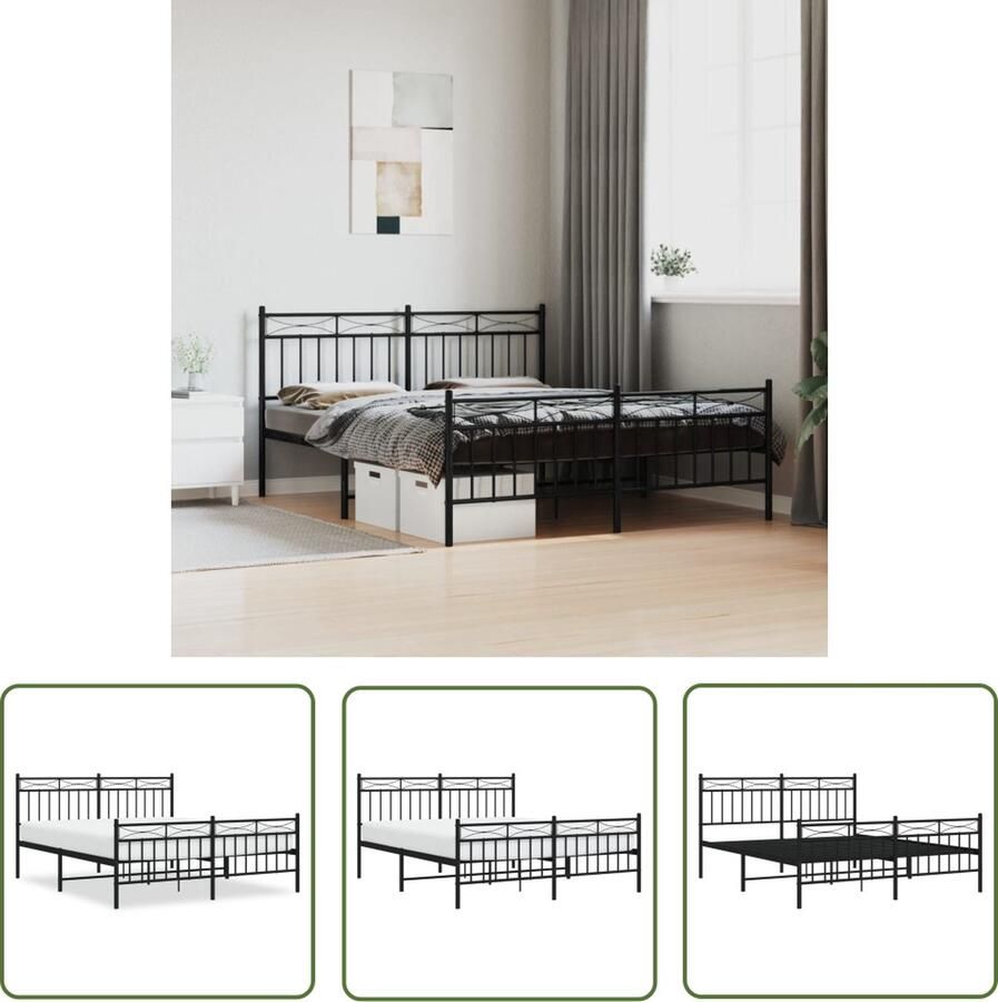 The Living Store Bedframe Klassiek en robuust Metaal Zwart 207 x 156 x 91 cm Geen matras inbegrepen