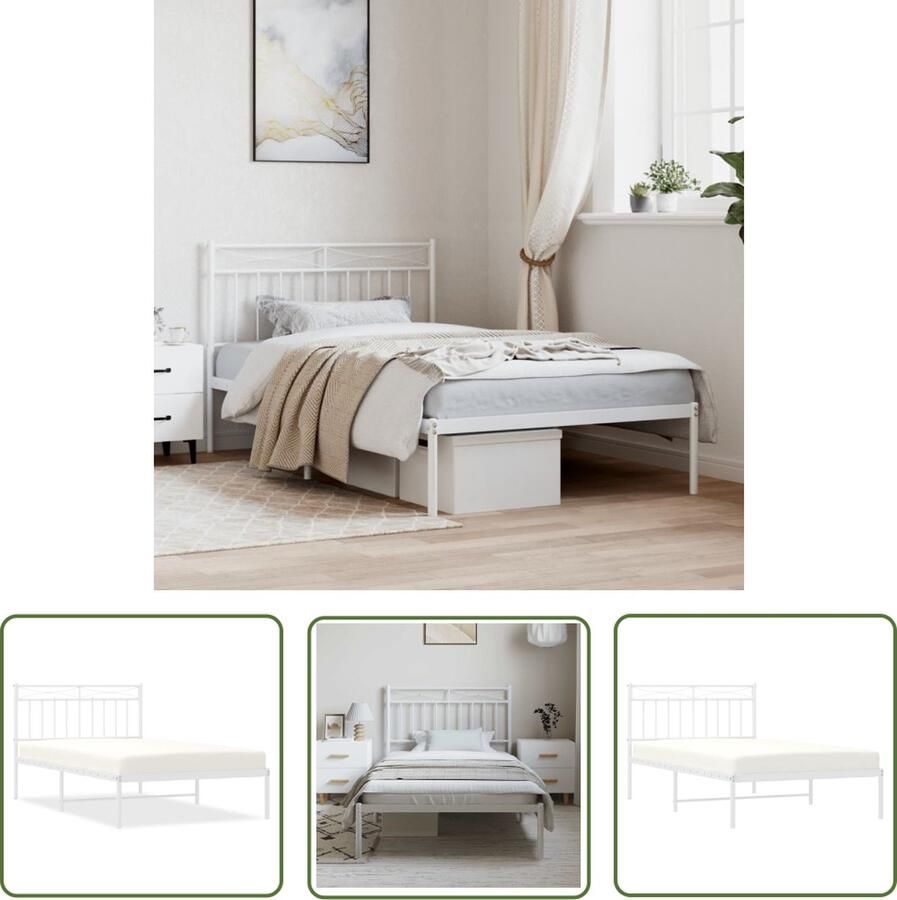 The Living Store Bedframe Klassiek Metaal 207 x 105 x 91 cm Wit Klassieke Bedframe Houten Bedframe Metalen Bedframe Wit Bedframe 100x200