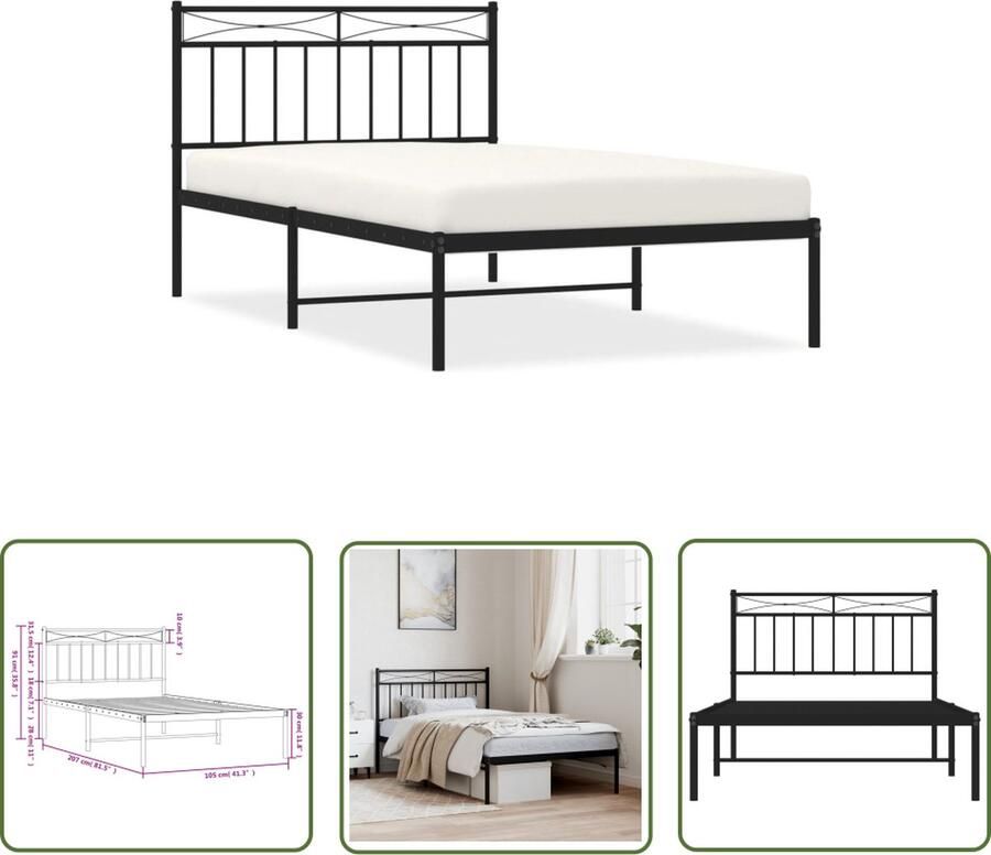 The Living Store Bedframe Klassiek Robuust metaal 207 x 105 x 91 cm Robuust Bedframe Klassieke Bed Metalen Bedframe Staal Bedframe Boxspring Bed - Foto 2