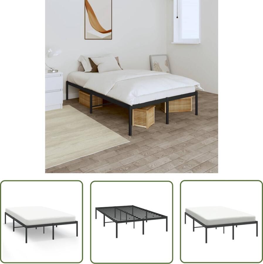 The Living Store Bedframe Klassiek Zwart 196 x 125 x 31 cm Robuust Staal Robuust Bedframe Klassiek Bed Zwarte Bed Staal Bedframe Metalen Bed
