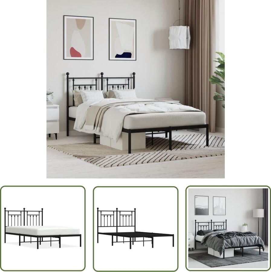 The Living Store Bedframe Klassiek Zwart 196 x 125 x 97 cm Robuust en Comfortabel Robuust Bedframe Houten Bed Tweepersoons Bed King Size Bed Boxspring Bed