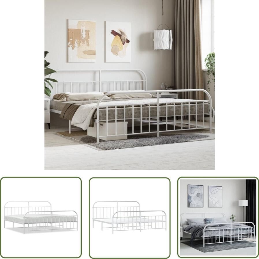 The Living Store Bedframe klassieke stijl met robuuste metalen constructie extra opbergruimte functioneel hoofd- en voeteneinde wit afmetingen- 207 x 206 x 100 cm geschikt voor matras 200 x 200 cm montage vereist
