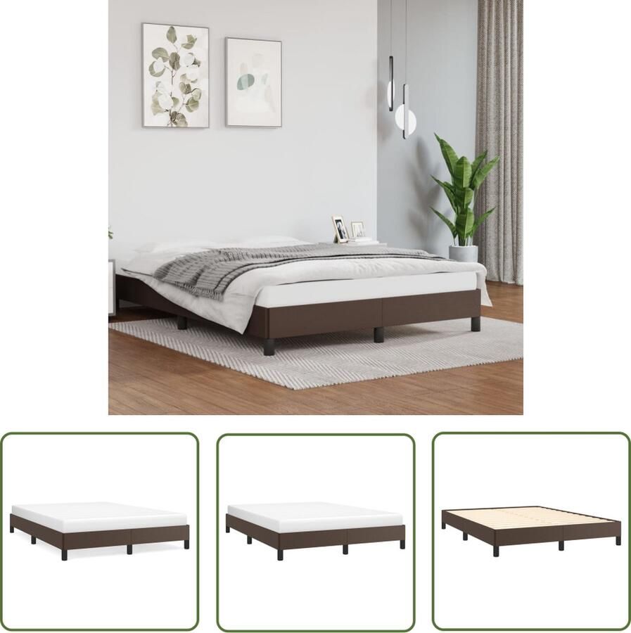 The Living Store Bedframe kunstleer bruin 140x190 cm Bedframe Bedframes Bed Slaapmeubel Bedbodem Ledikant Tweepersoonsbed Slaapbed Bedden Slaapmeubels Slaapmeubelen