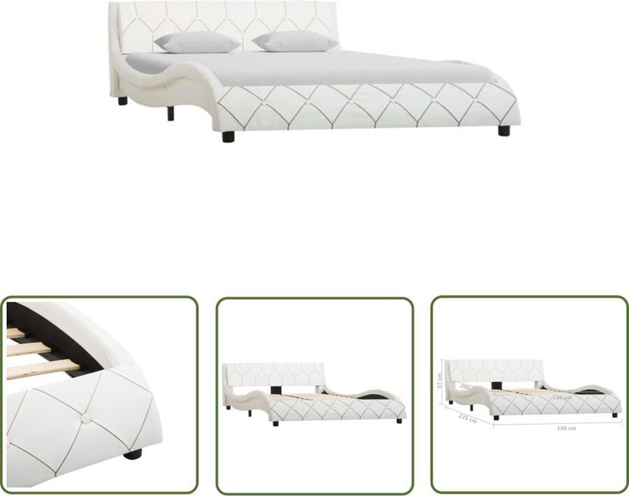 The Living Store Bedframe kunstleer wit 140x200 cm Bed